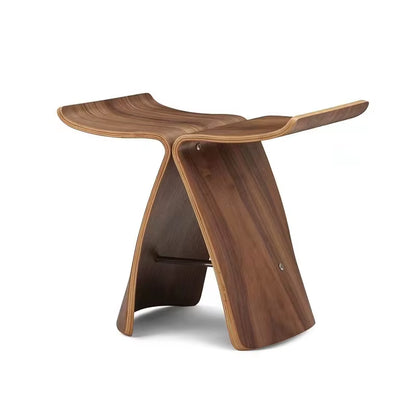 Curved Bentwood Stool – Stylish, Compact Ottoman for Any Space